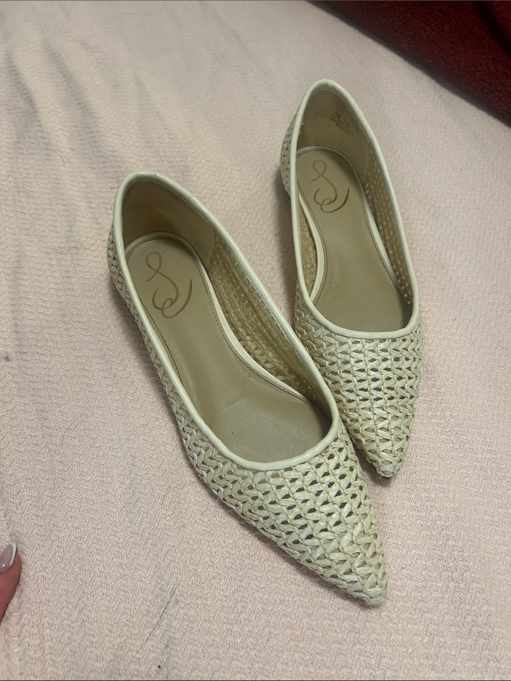 Sam Edelman Woven Pointed-Toe Flat in Cream